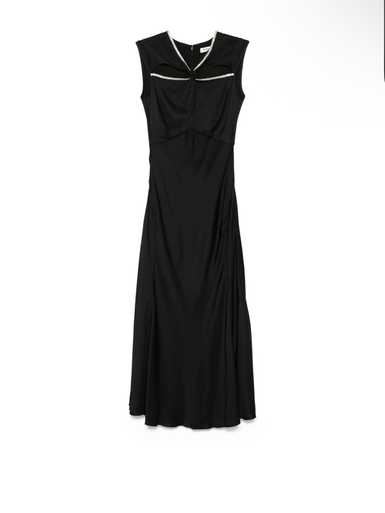 Sandro Black Sleeveless Maxi Dress With Silver Trim